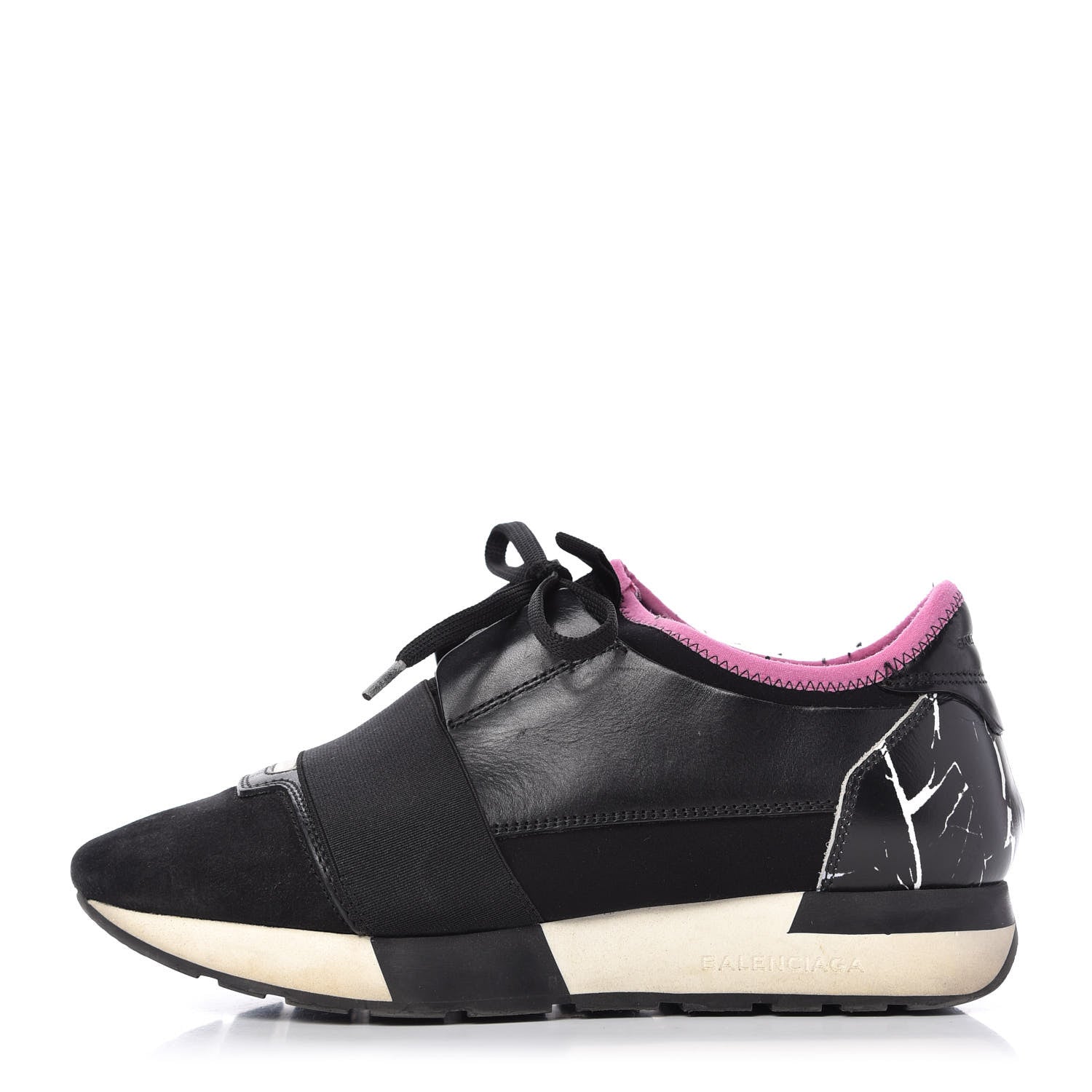 Balenciaga Calfskin Womens Race Runner Sneakers 36 Black Hardware Pink 1 of 8