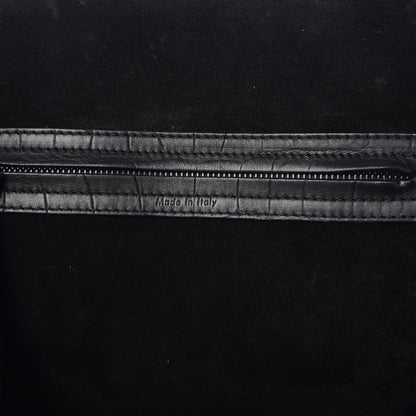 Celine Crocodile Embossed Calfskin Medium Phantom Luggage Black 6 of 11