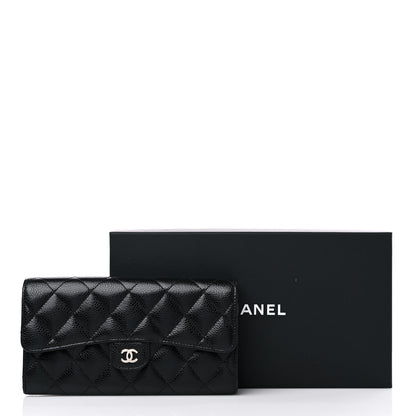 Chanel Caviar Quilted Large Gusset Flap Wallet Black 11 of 11