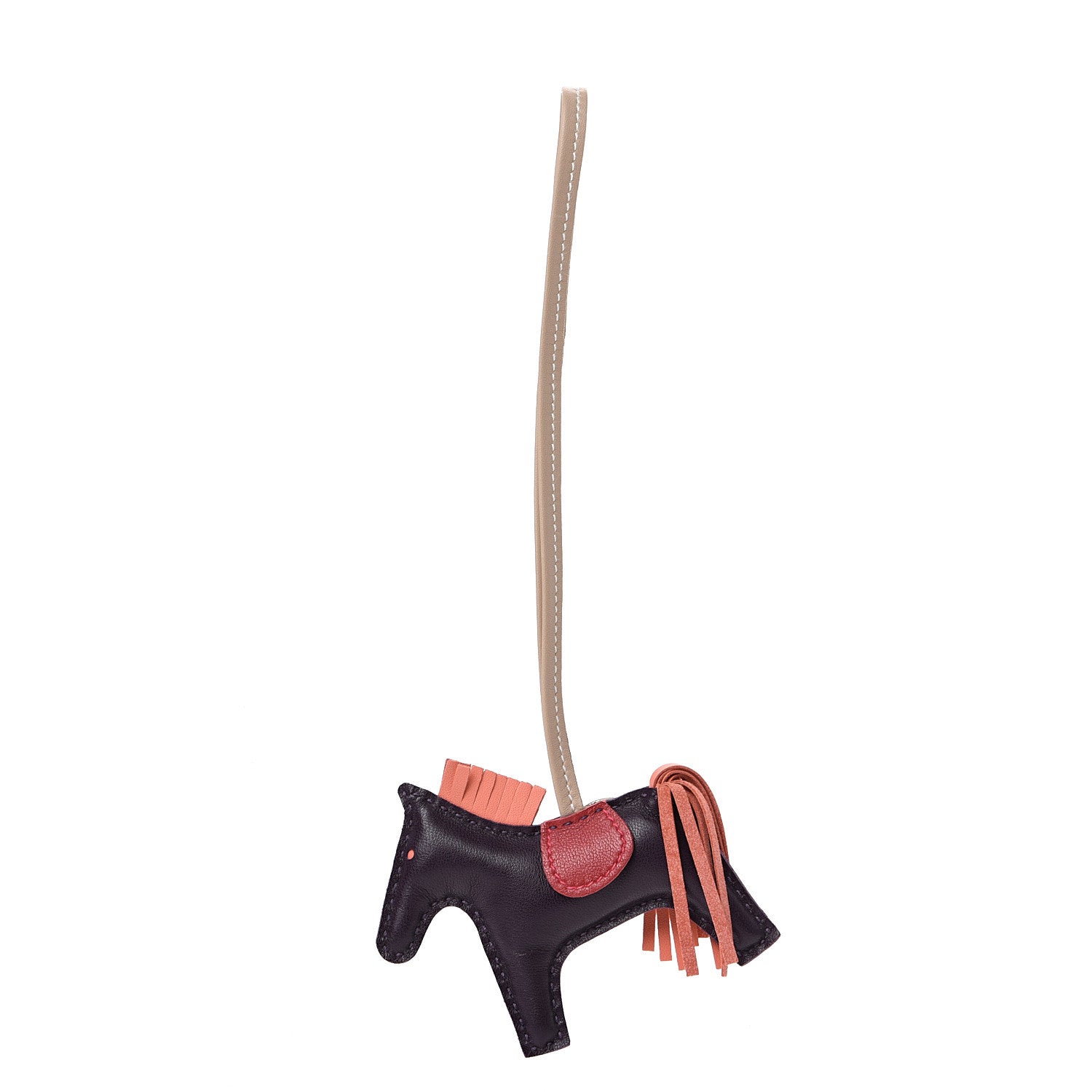 Hermes Milo Lambskin Grigri Rodeo Horse Bag Charm PM Raisin Flamingo Rouge Vif Argile 1 of 5