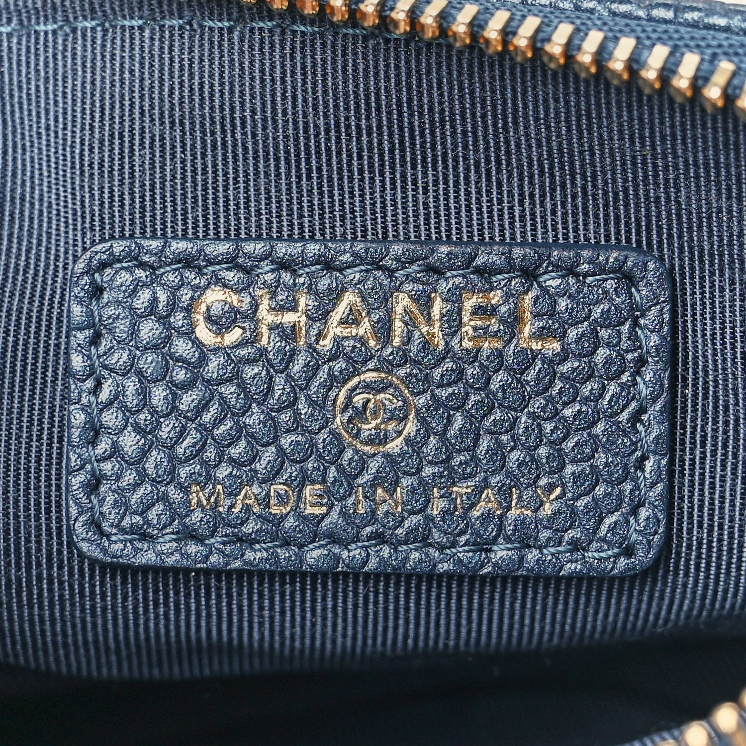 Chanel Caviar Quilted Small Cosmetic Case Dark Blue 6 of 12