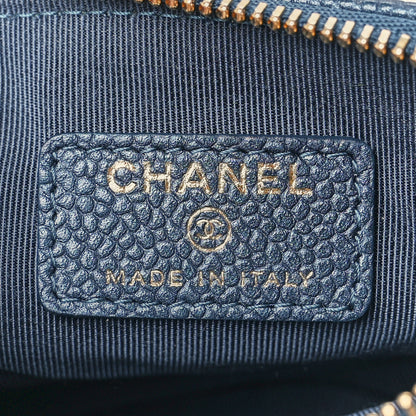 Chanel Caviar Quilted Small Cosmetic Case Dark Blue 6 of 12