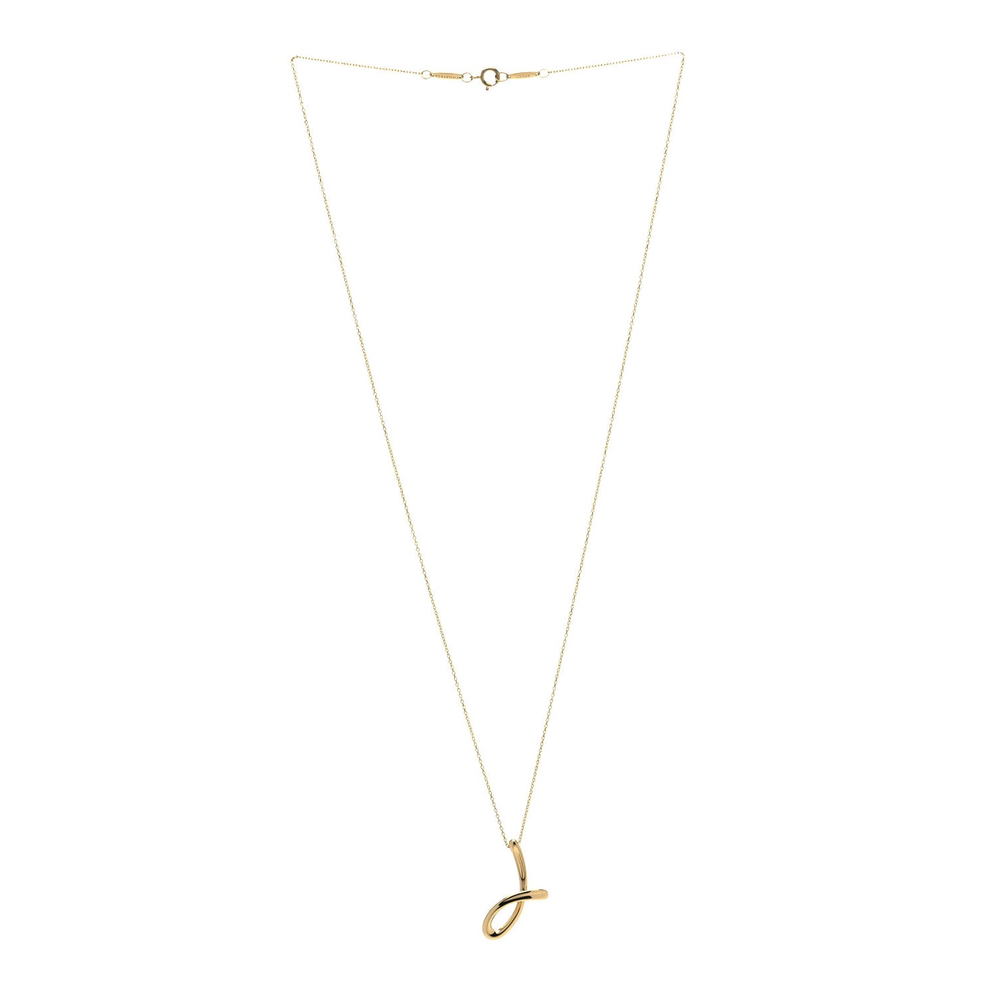 18K Yellow Gold Elsa Peretti Letter J Pendant Necklace