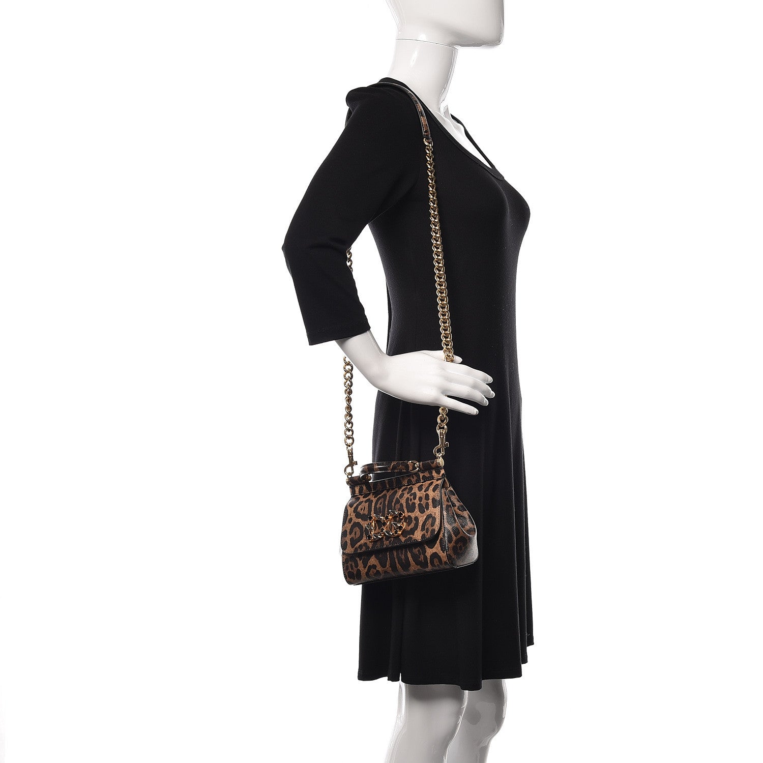Dolce & Gabbana Dauphine Studded Leopard Print Mini Miss Sicily Satchel Naturale 2 of 8