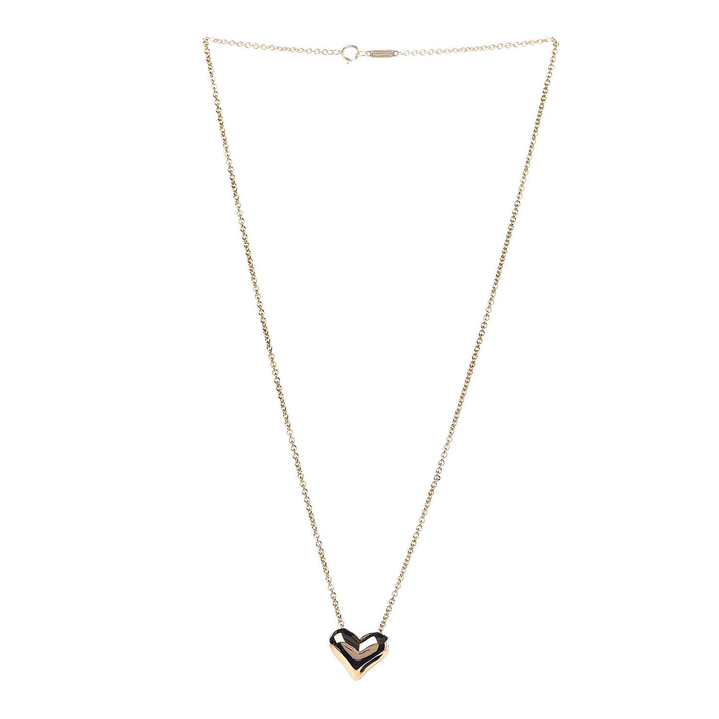 18K Yellow Gold Large Puff Heart Pendant Necklace