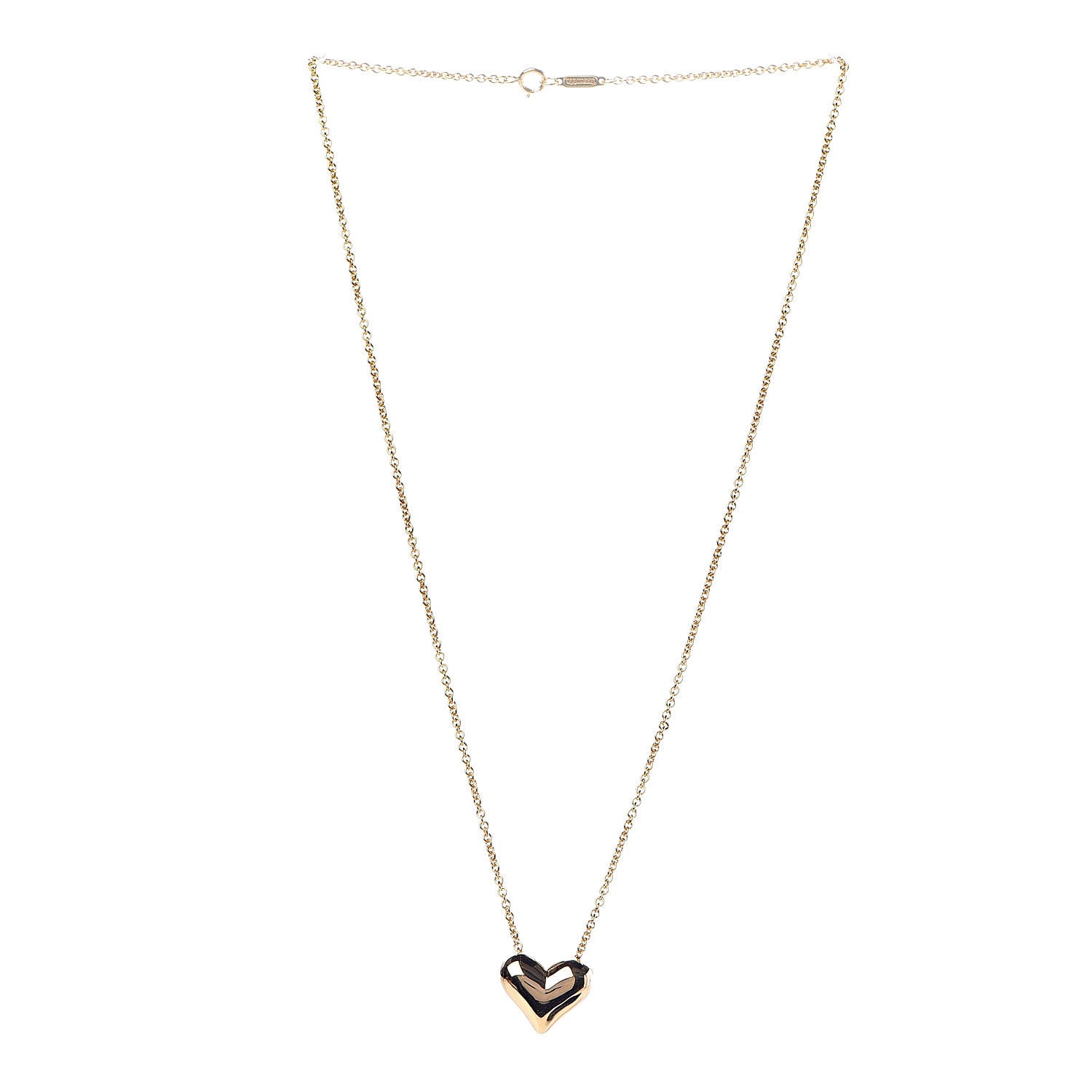 Tiffany 18K Yellow Gold Large Puff Heart Pendant Necklace 4 of 7