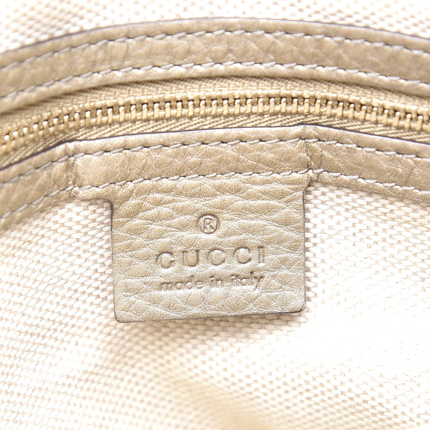 Gucci Metallic Cellarius Calfskin Small Soho Top Handle Satchel Golden Beige 5 of 11