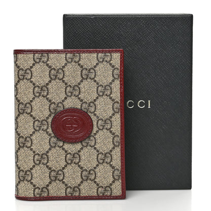 Gucci GG Supreme Monogram Azalea Calfskin Retro Interlocking G Passport Case Beige Red 8 of 8
