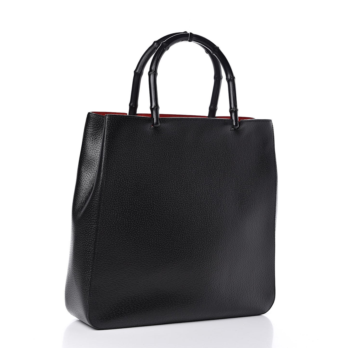 Calfskin Bamboo Handle Tote Black