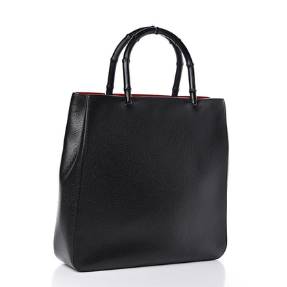 Gucci Calfskin Bamboo Handle Tote Black 3 of 10