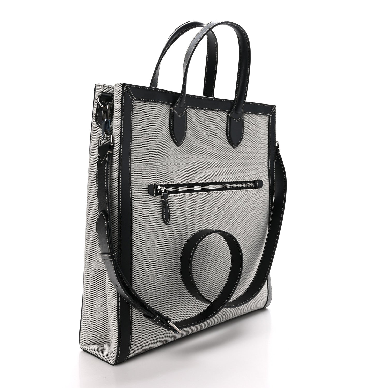 Burberry Smooth Calfskin Canvas Horseferry Print Medium Kane Tote Black 3 of 12