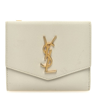 Saint Laurent Grain De Poudre Monogram Uptown Compact Wallet Blanc Vintage 1 of 7