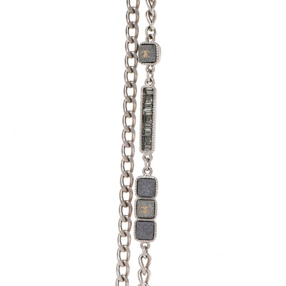 Chanel Crystal Baguette Stone Multi Strand Necklace Silver 4 of 7