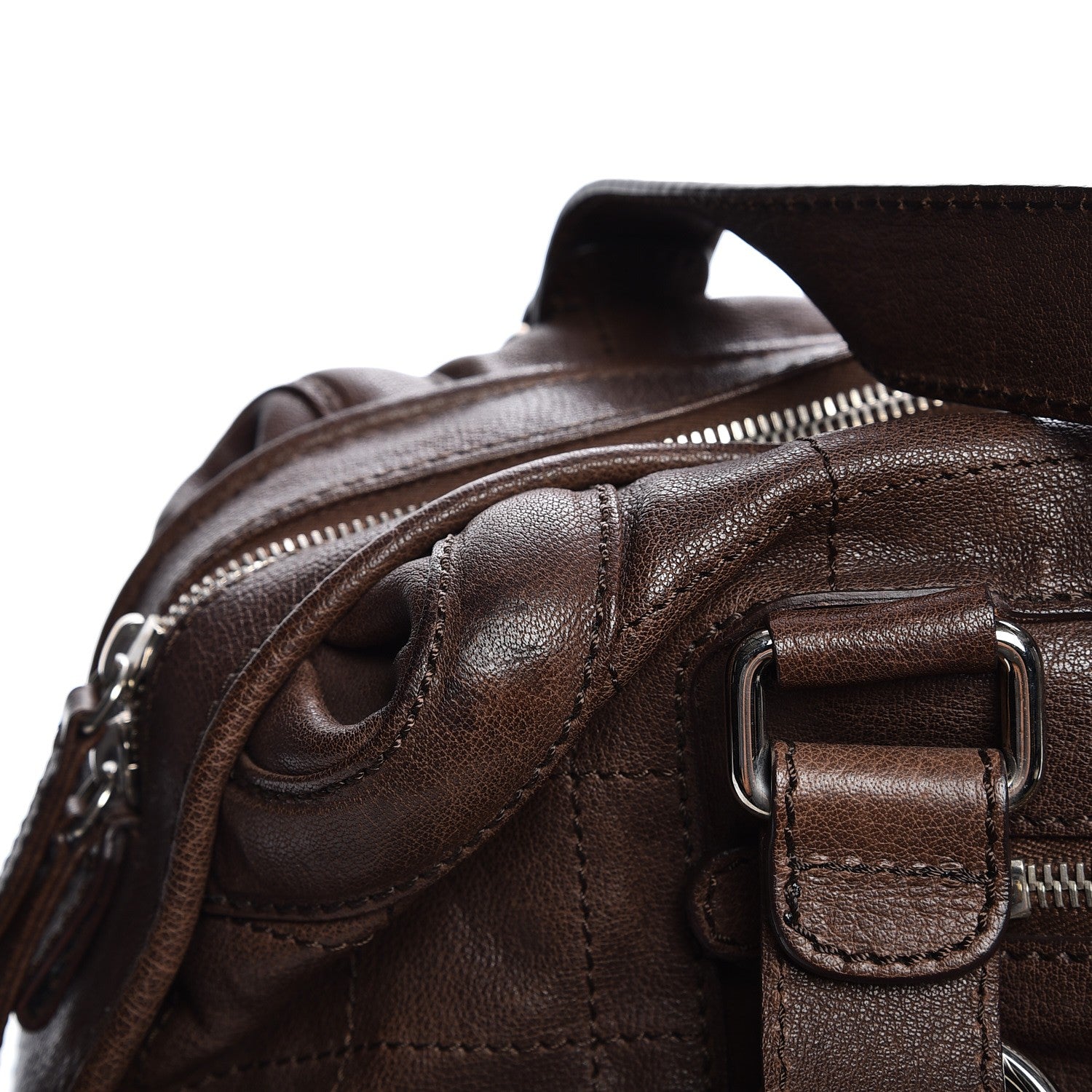 Chanel Calfskin Square Stitch Round Bowling Bag Brown 12 of 14