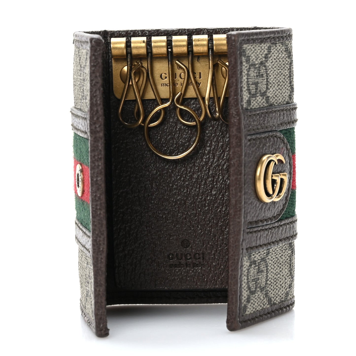GG Supreme Monogram Web Ophidia 6 Key Holder Case Beige New Acero