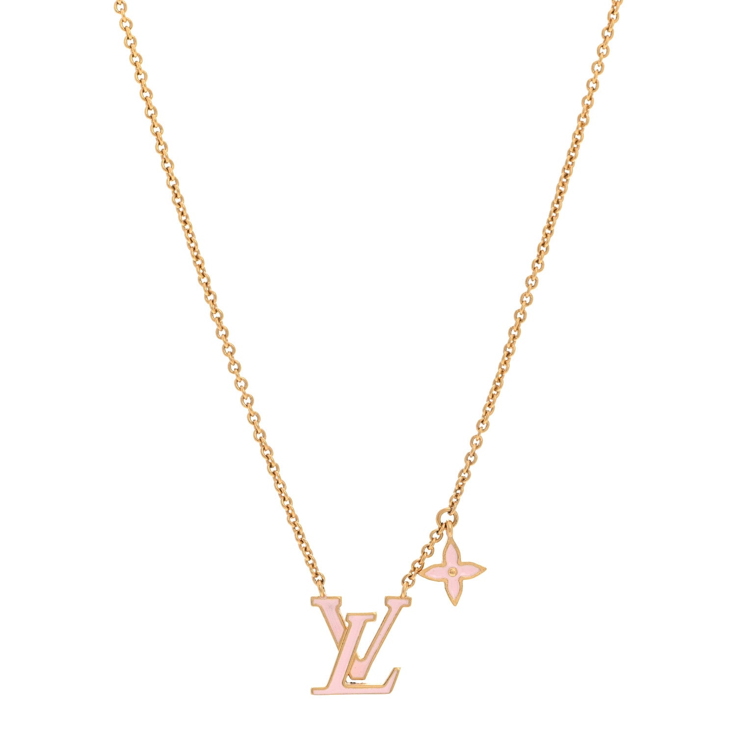 Louis Vuitton Enamel LV Iconic Necklace Gold Pink 1 of 7