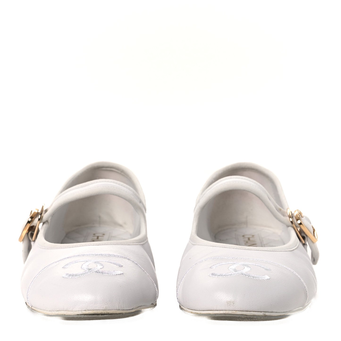 Lambskin Mary Jane Flats 39 White