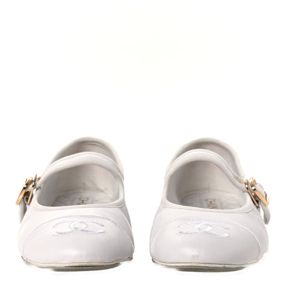 Chanel Lambskin Mary Jane Flats 39 White 3 of 14