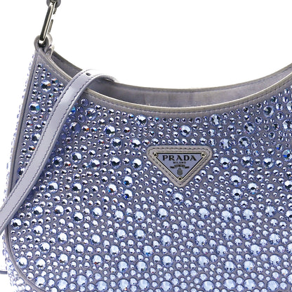 Prada Satin Crystal Cleo Adjustable Strap Shoulder Bag Glicine 7 of 9