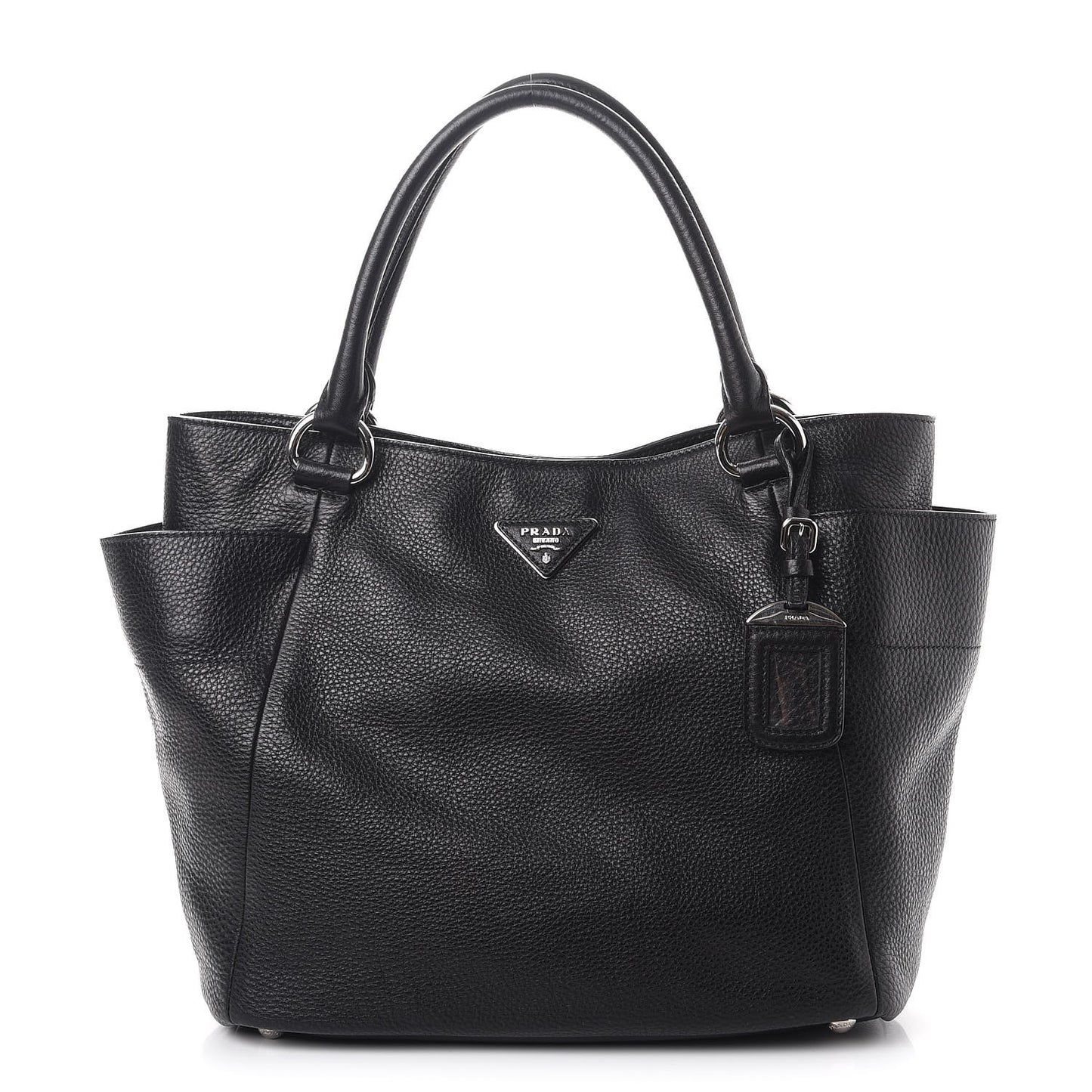 Vitello Daino Side Pocket Tote Nero Black