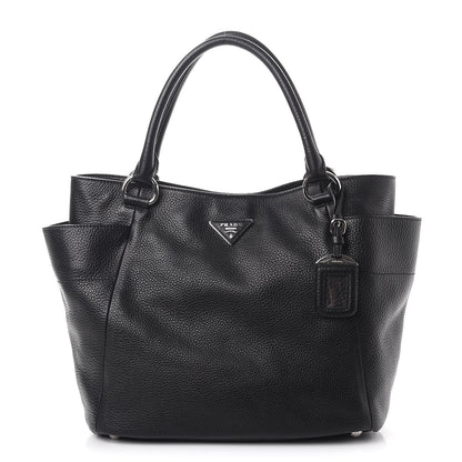 Prada Vitello Daino Side Pocket Tote Nero Black 1 of 9