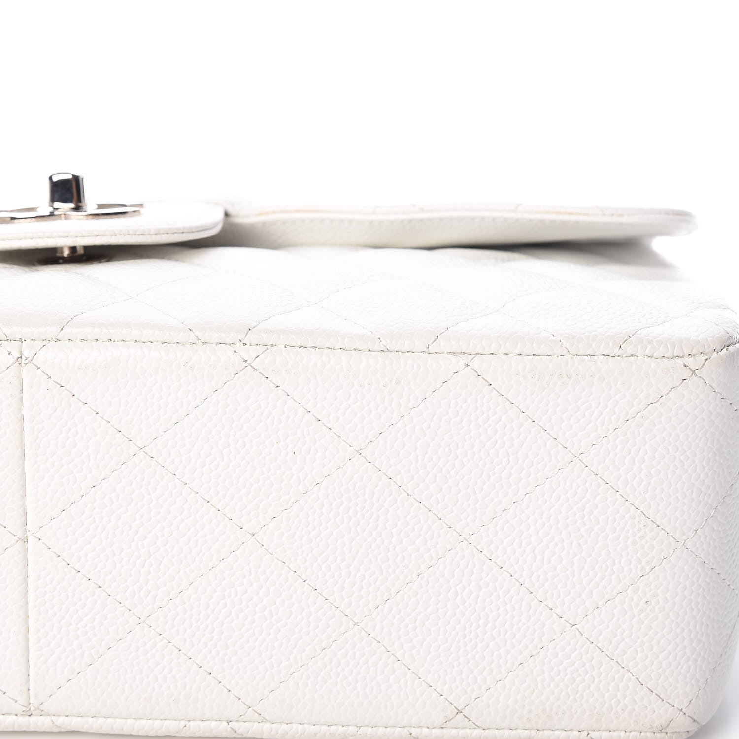 Chanel Caviar Quilted Jumbo Single Flap White 15 of 18