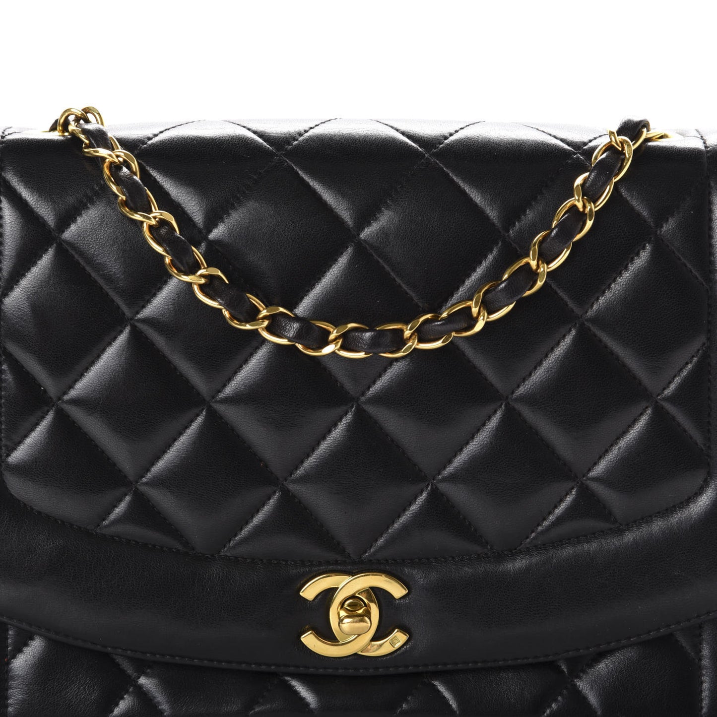 Lambskin Quilted Medium Single Flap Black