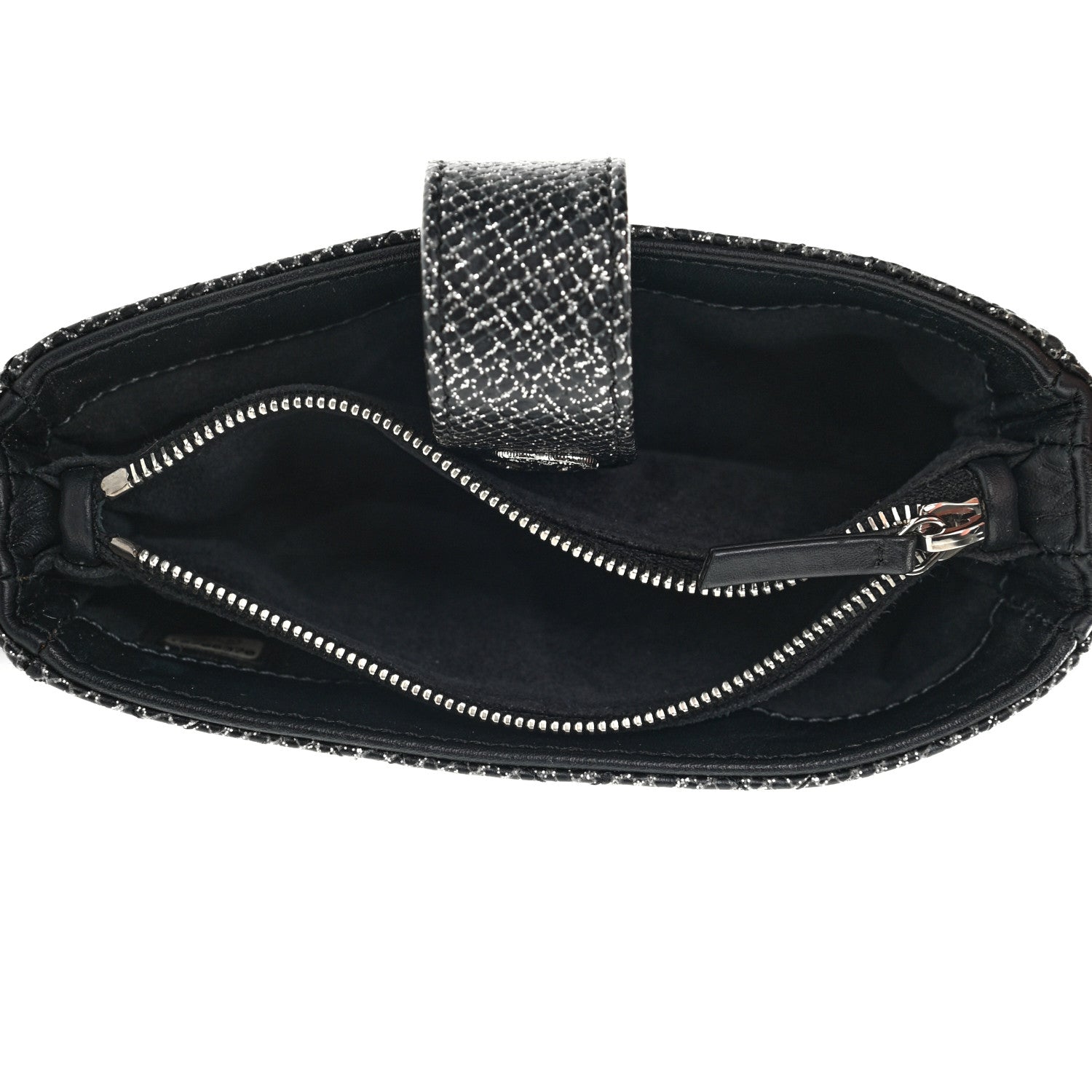 Chanel Glitter Calfskin Quilted Mini Phone Holder Clutch Black 5 of 8