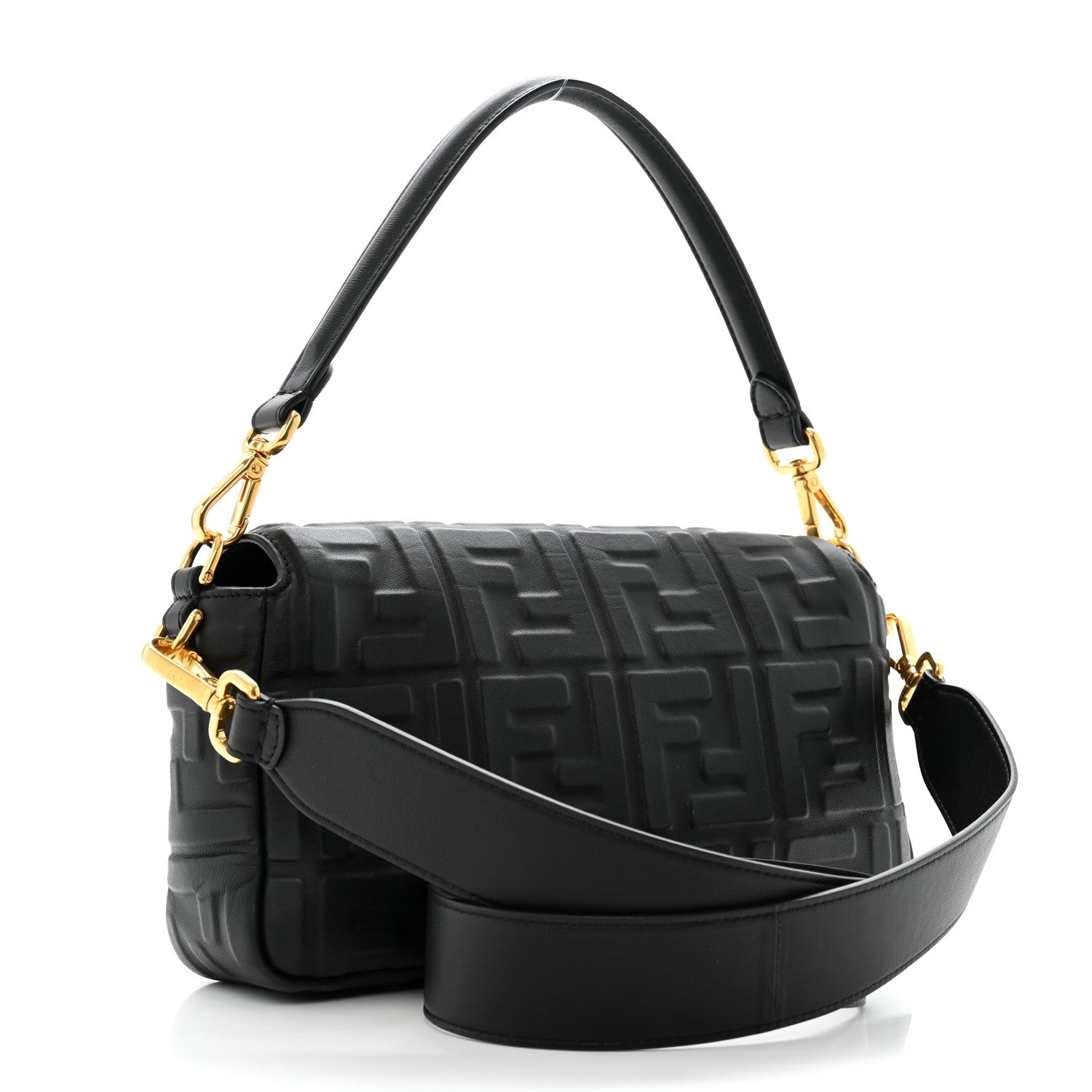 Fendi Nappa FF 1974 Embossed Baguette Black 3 of 10