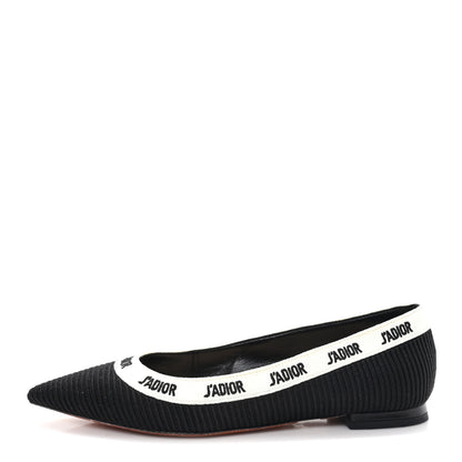 Christian Dior Fabric Ribbon Embroidered J'Adior Ballet Flats 36 Black 1 of 10