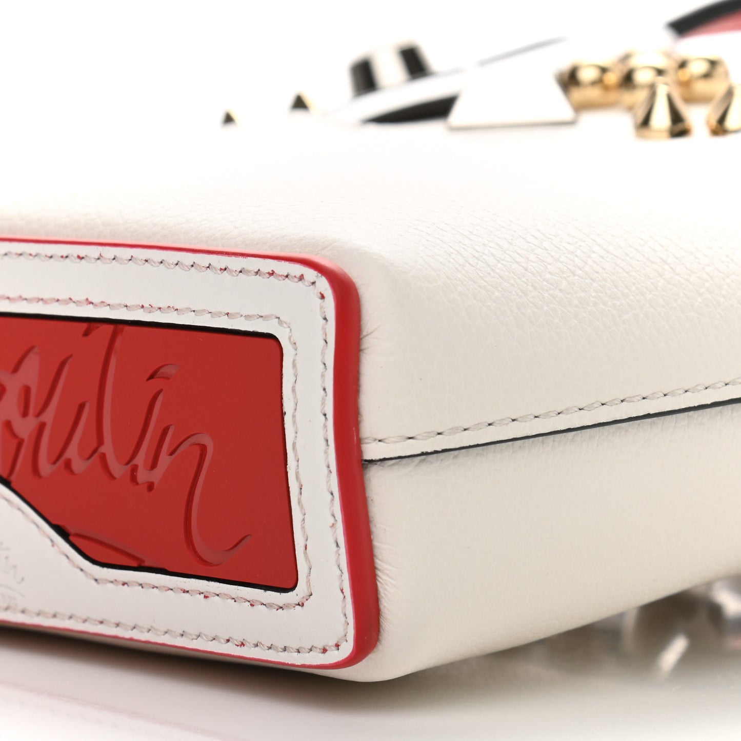 Calfskin Empire Spike Studded Mini Courones Tote Blanco Multicolor