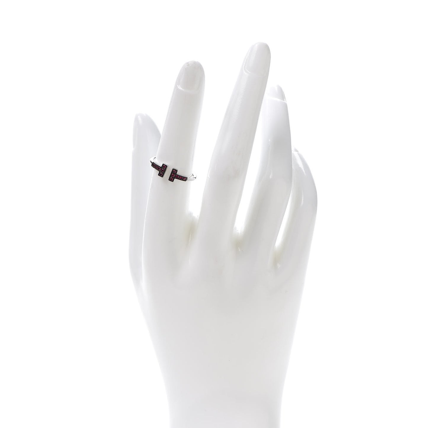 18K White Gold Ruby T Wire Ring 53 6.5