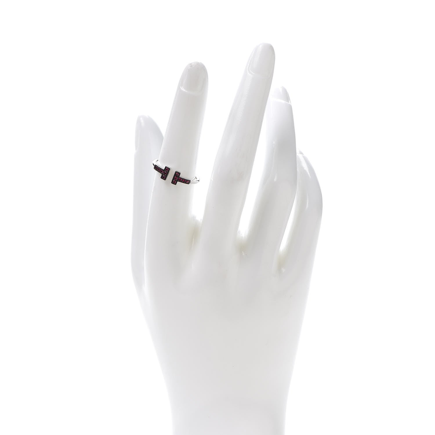 Tiffany 18K White Gold Ruby T Wire Ring 53 6.5 2 of 5