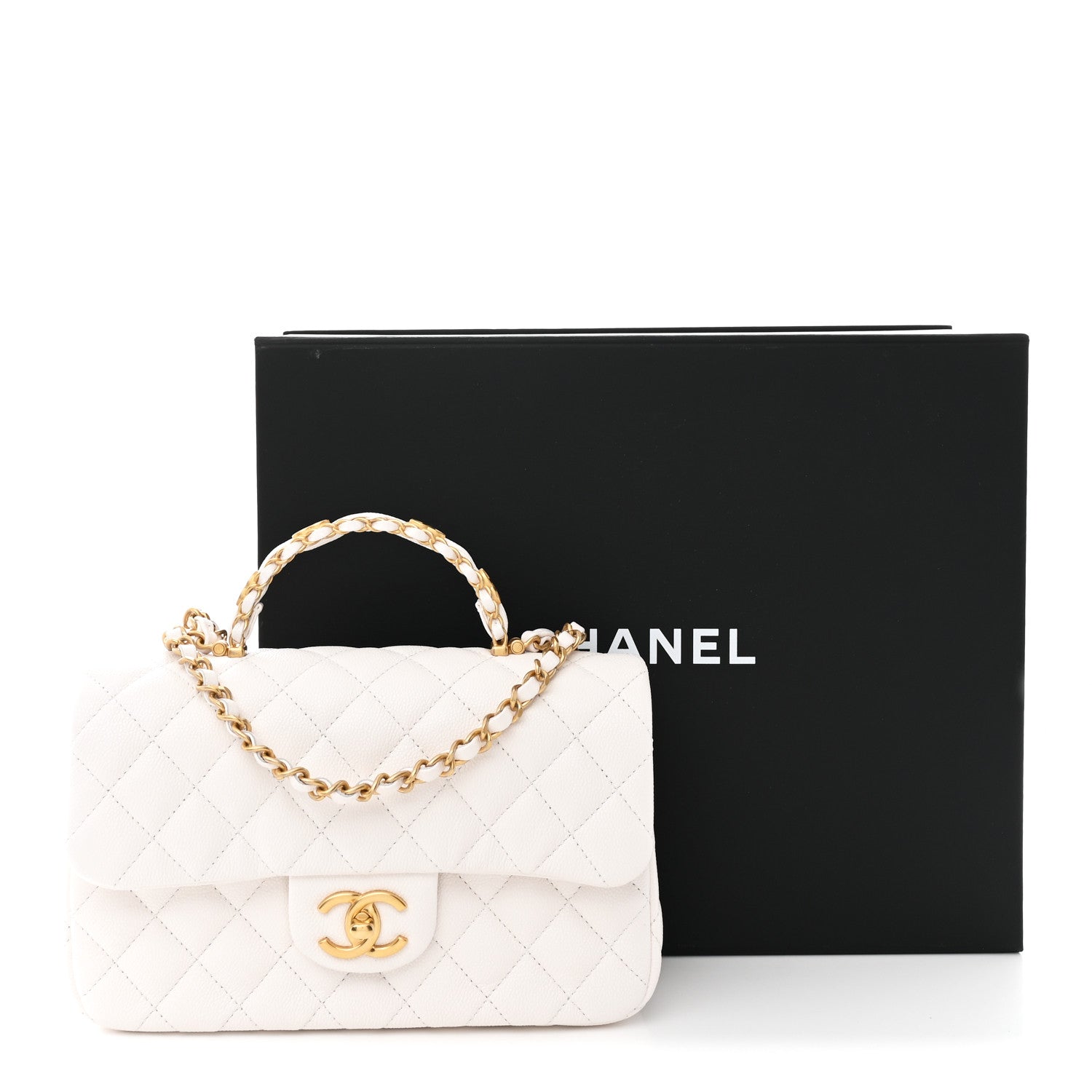 Chanel Caviar Quilted Small Handy CC Flap White 11 of 11