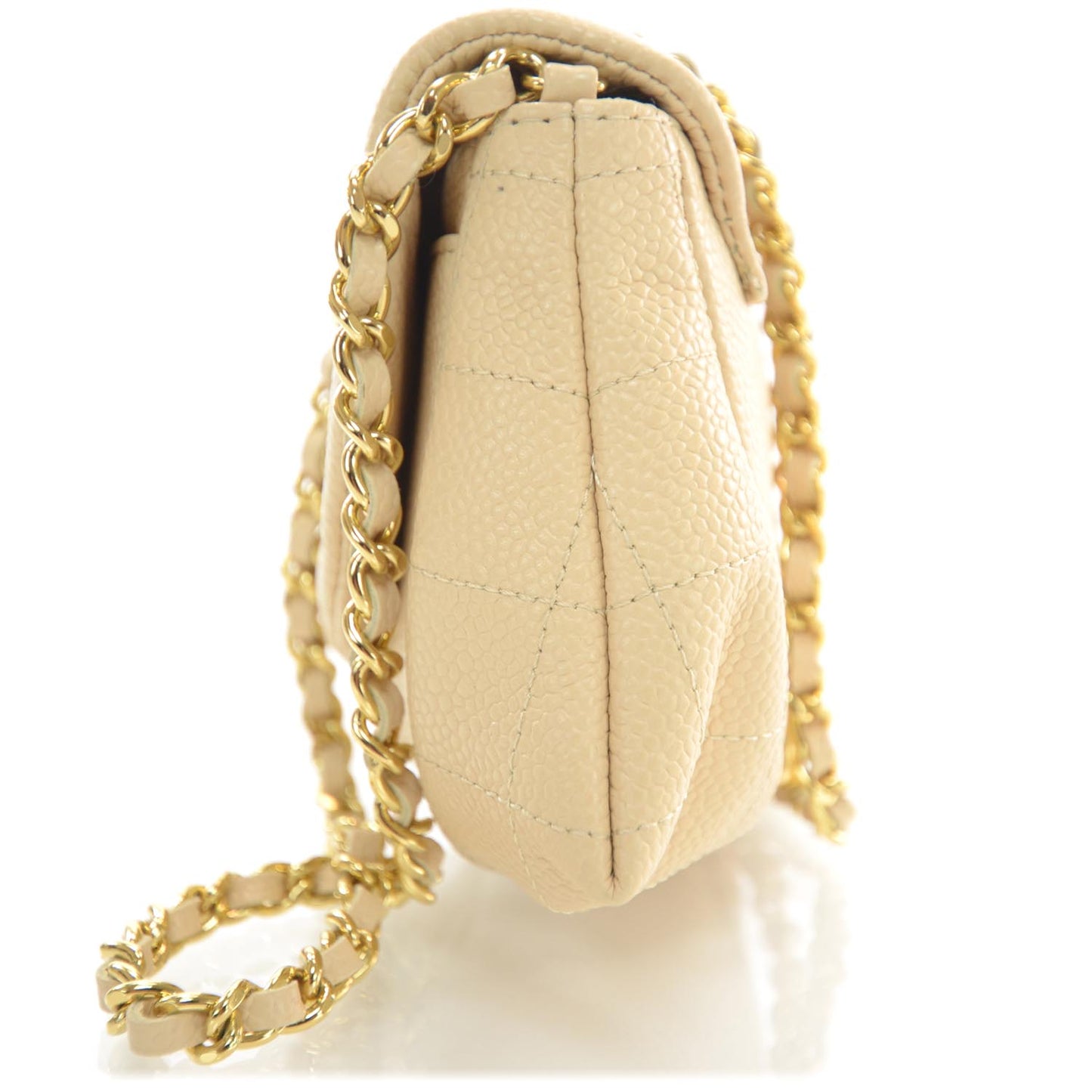 Caviar Half Moon Wallet On Chain WOC Beige Clair