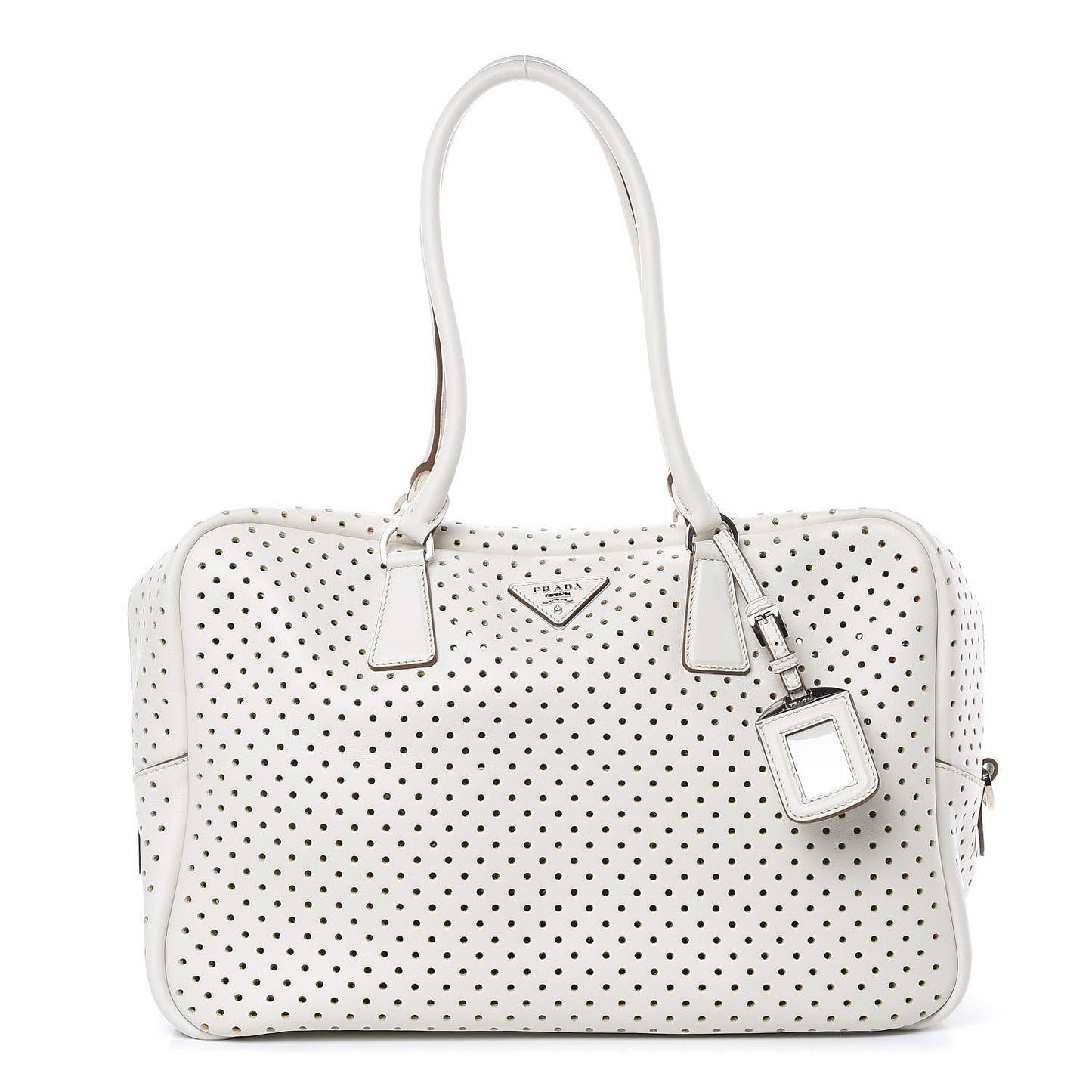City Calfskin Perforated Zip Around Tote Talco Mimosa