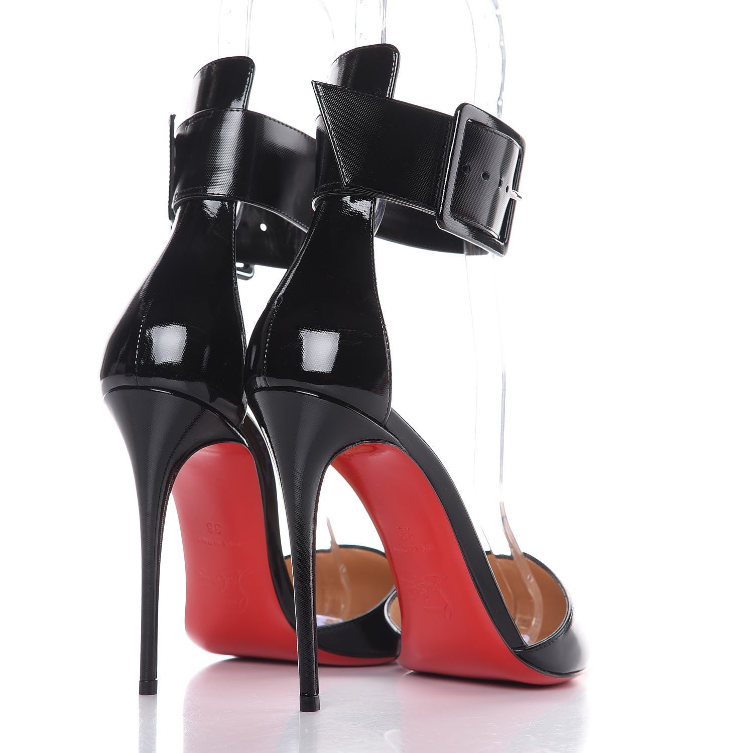 Christian Louboutin Patent Vinyl Harler 100 Ankle Strap Pumps 38 Black 4 of 7