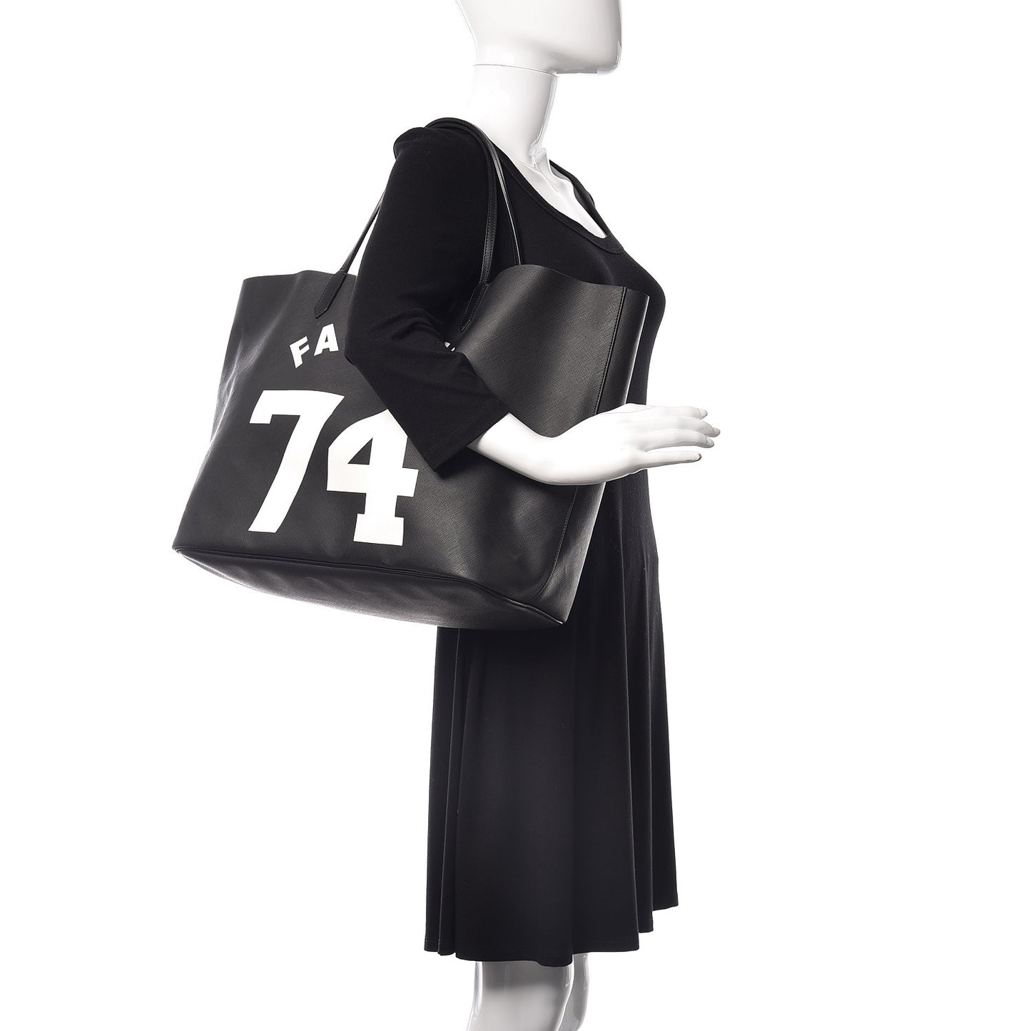 Textured Coated Canvas Favelas Large Antigona Tote Black