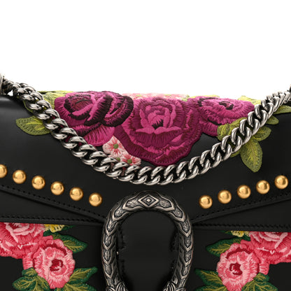 Gucci Calfskin Floral Embroidered Studded Small Dionysus Shoulder Bag Black 8 of 12