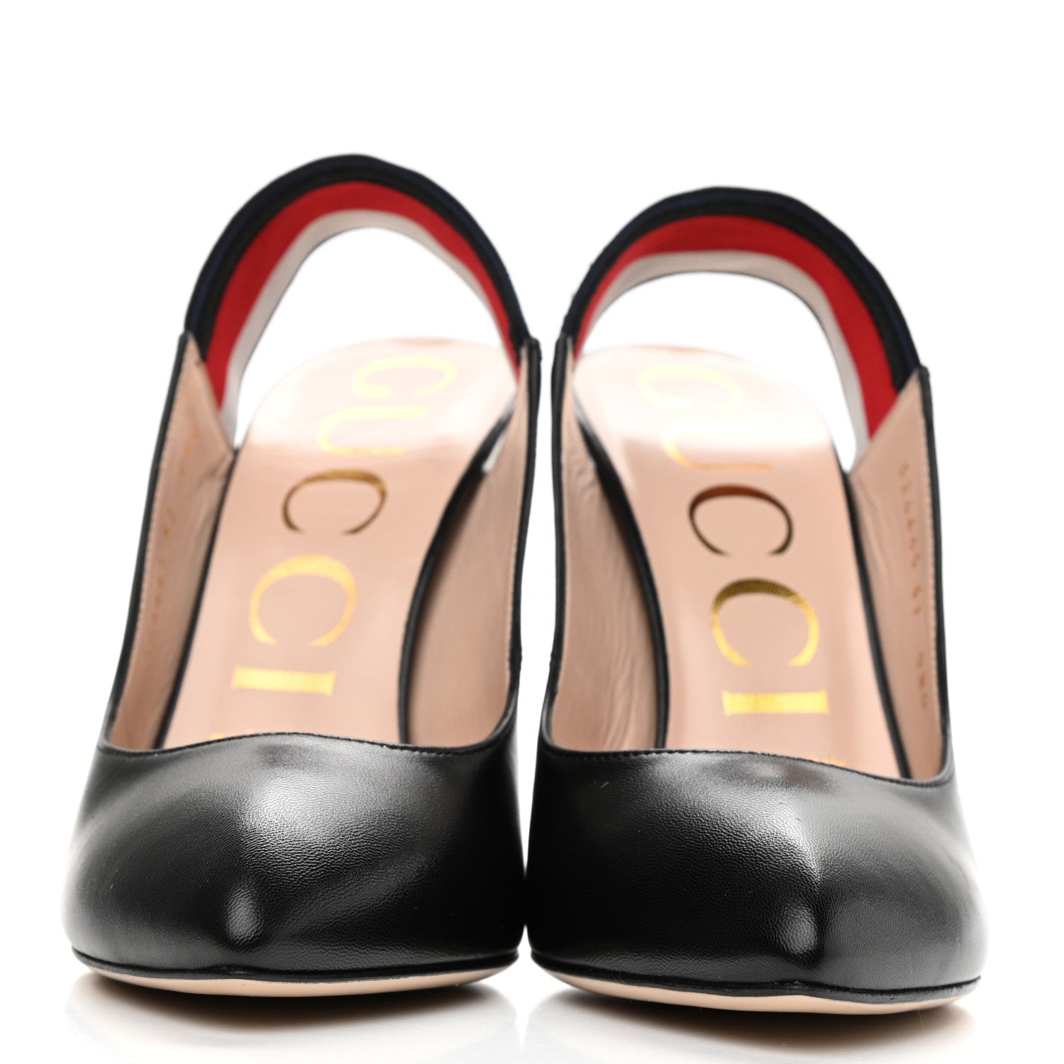 Gucci Malaga Kid Web Sylvie High Heel Slingback Pumps 37 Black 2 of 10