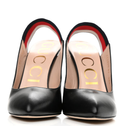 Gucci Malaga Kid Web Sylvie High Heel Slingback Pumps 37 Black 2 of 10