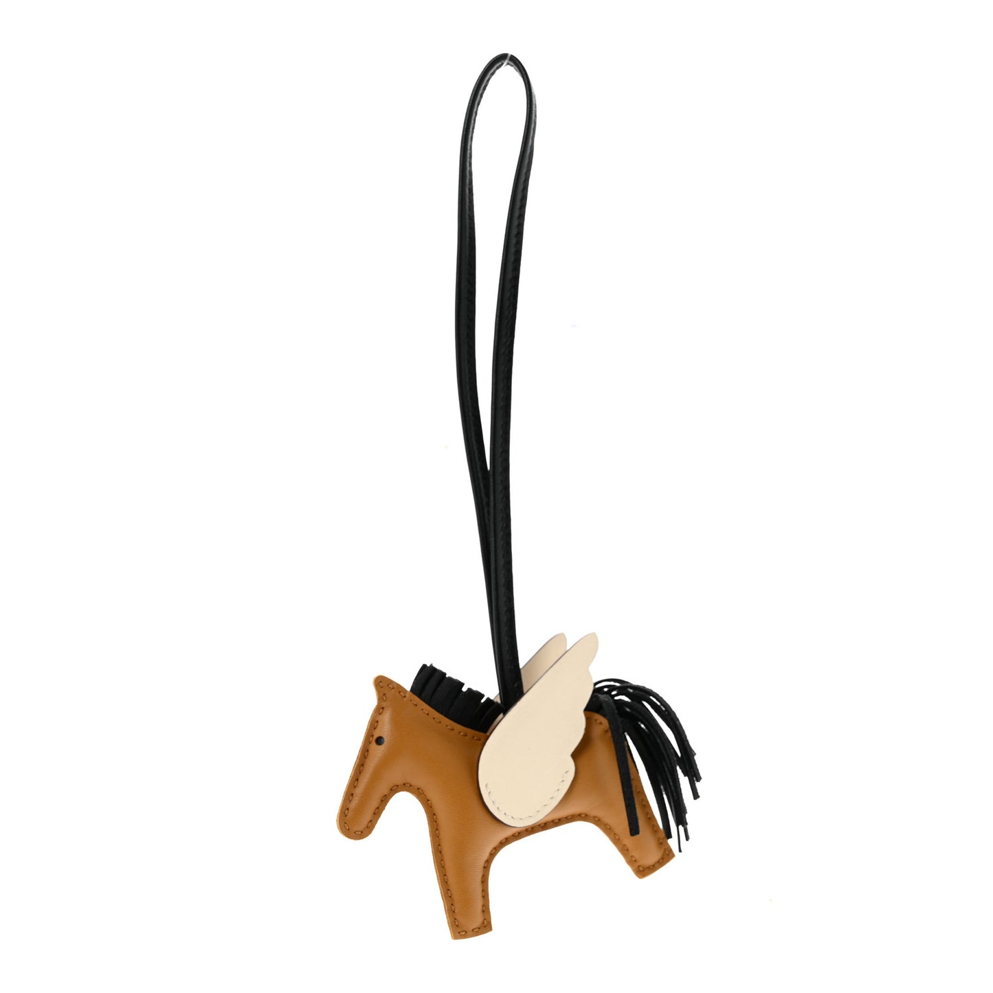 Milo Lambskin Grigri Rodeo Pegase Horse Bag Charm PM Sesame Black Nata