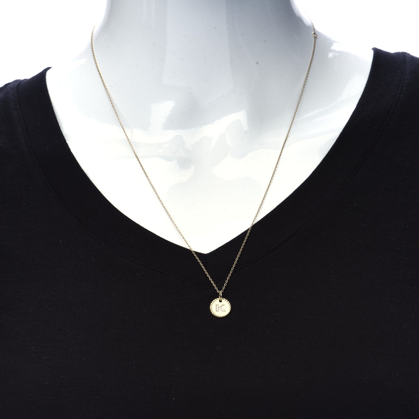 18K Yellow Gold Diamond Initial K Charm Pendant Necklace