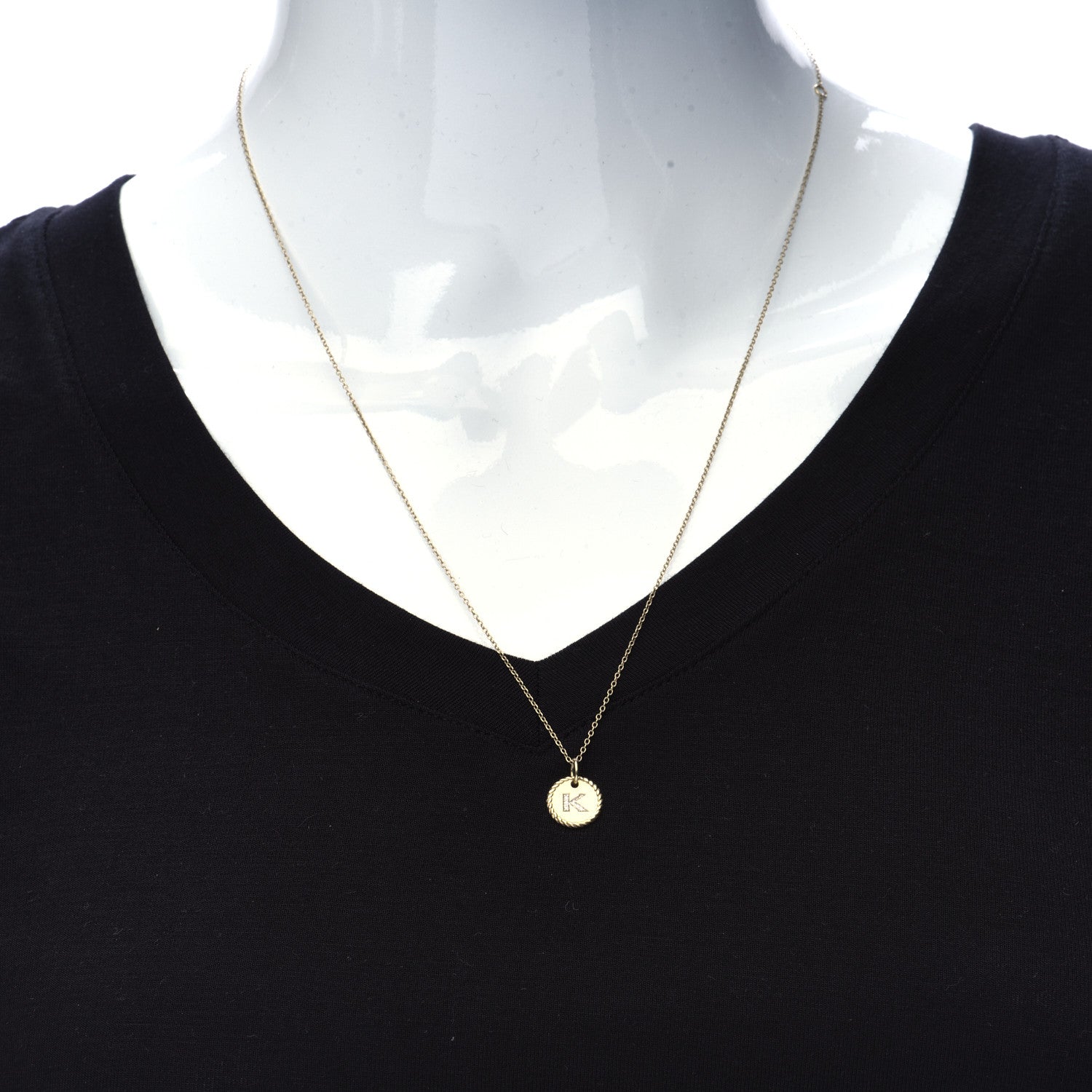 David Yurman 18K Yellow Gold Diamond Initial K Charm Pendant Necklace 2 of 5