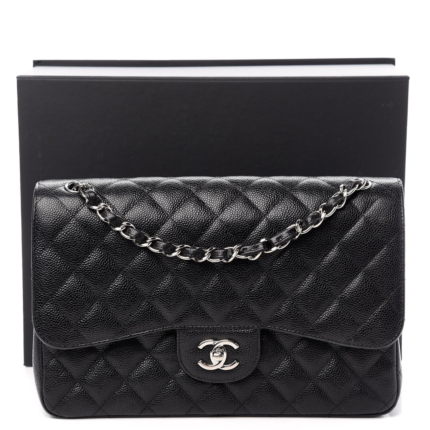 Caviar Quilted Jumbo Double Flap Black