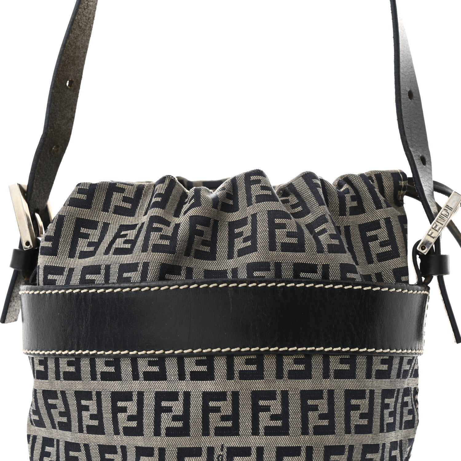Fendi Zucchino Bucket Bag Navy 7 of 9