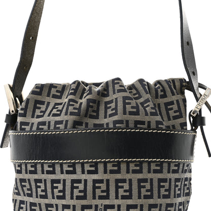 Fendi Zucchino Bucket Bag Navy 7 of 9