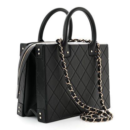 Chanel Calfskin Quilted Studded Square Vanity Case Black 3 of 10