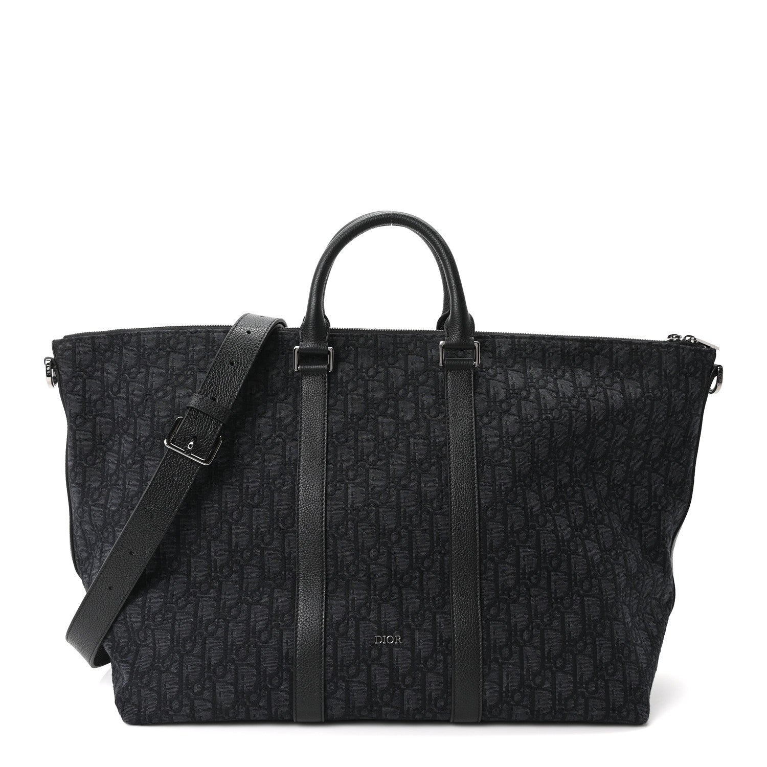 Christian Dior Maxi Oblique Jacquard Weekender 40 Black 1 of 9