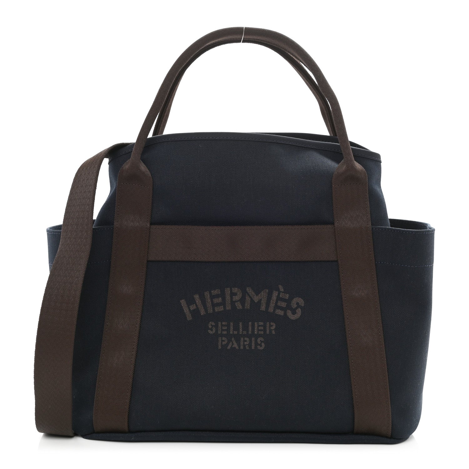 Hermes Canvas The Grooming Bag Bleu Navy Feu 1 of 13